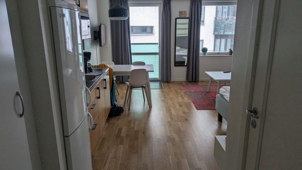 Blick in dem Raum. Die Fenstertür ist leider abgeschlossen